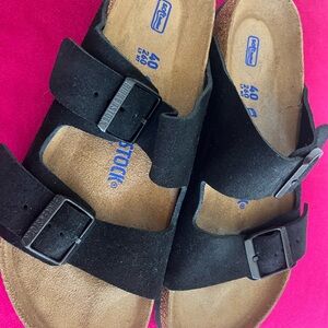 Birkenstock Black Arizona Suede Sandals SOFT FOOTBED 40 made in Germany $$$
